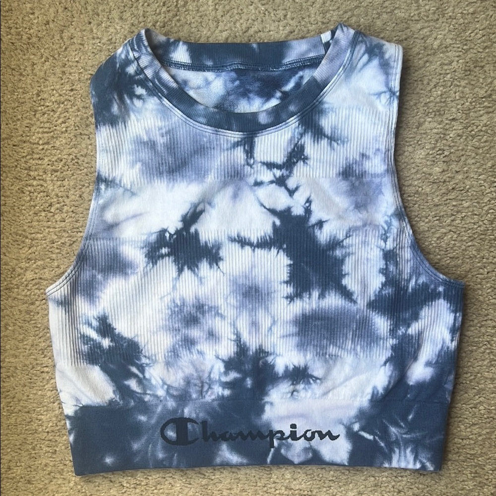 Champion Blue and White Crop Tank Top